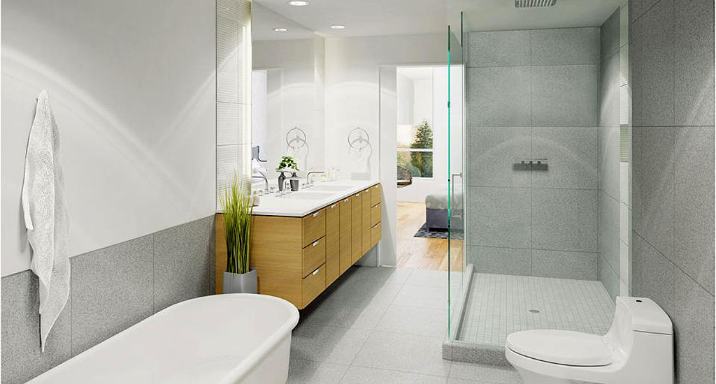 Rendering of bathroom at Contour on Campbell in Phoenix, AZ