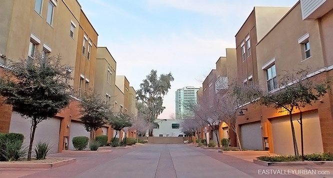 Brownstone at Hyde Park in Tempe exterior view of the garages