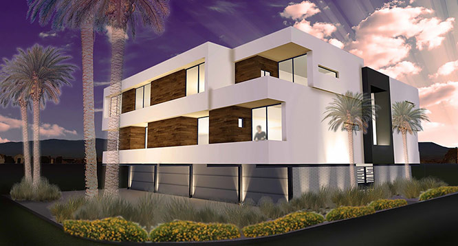 Exterior rendering of MZ Living development in Scottsdale